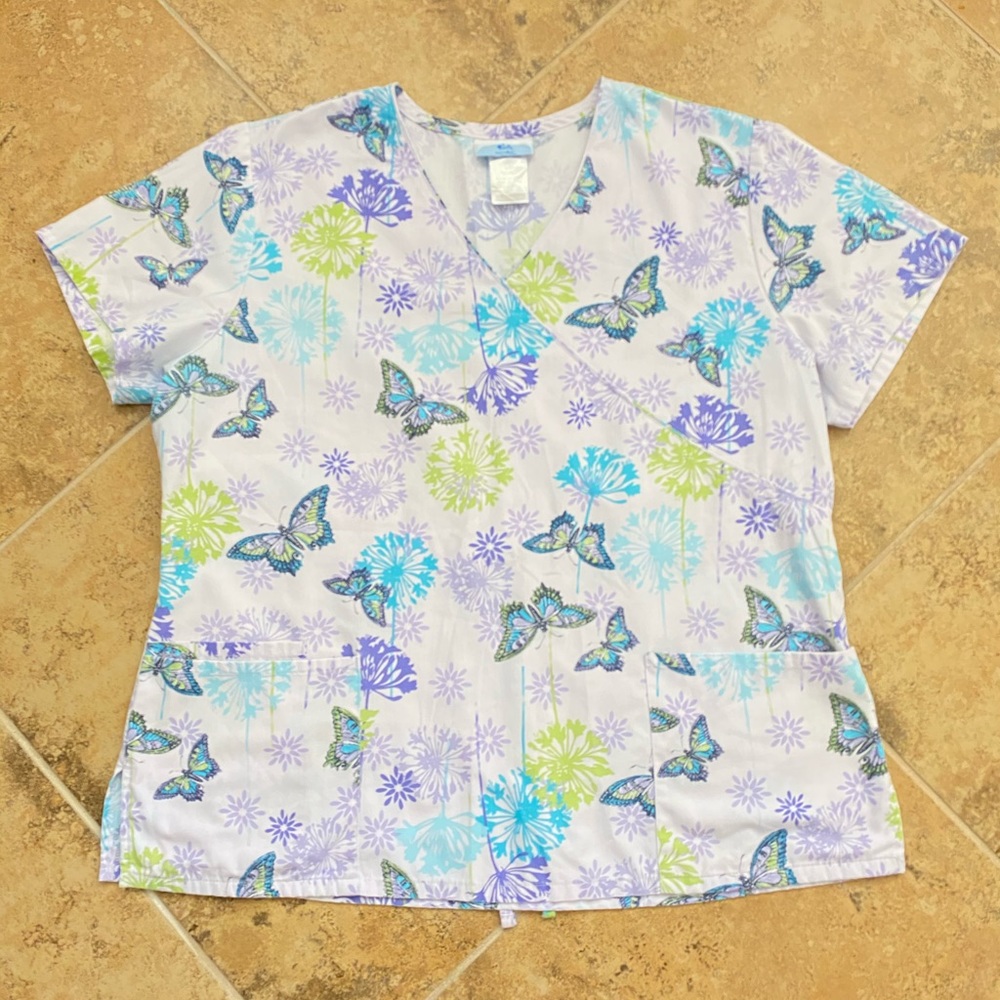 Multi Color Butterflies Purple SB Scrub 3 Pockets
